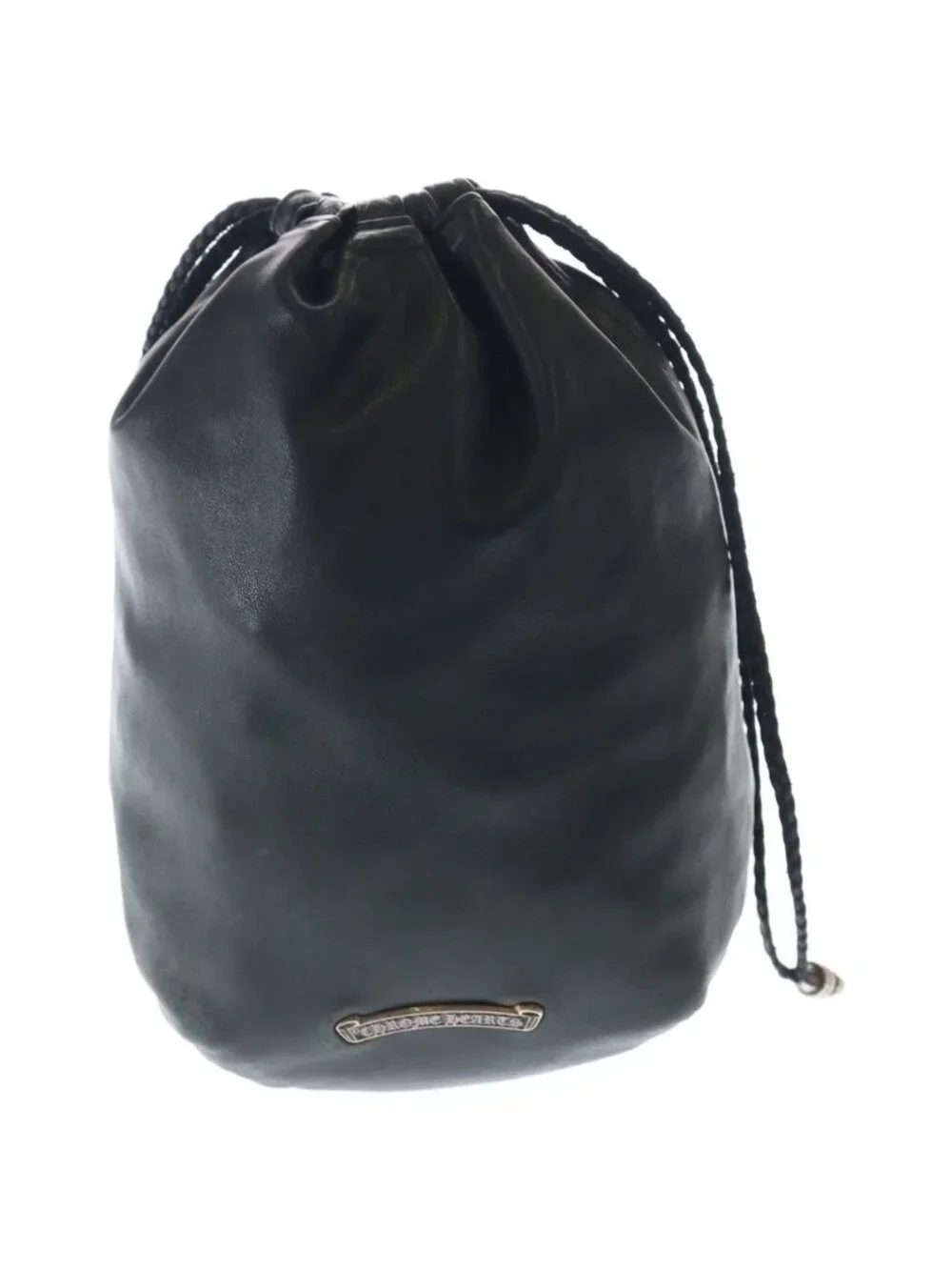 Chrome Hearts Drw Strng Sack Crs Patch Cross Drawstring Sac Leather Handbag